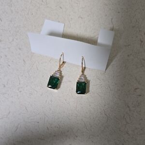 Elegant Green and Gold Drop Earrings